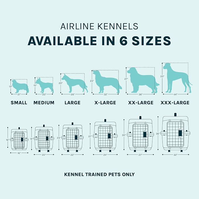 SportPet Airline Compliant X-LARGE 35.5" Travel Dog Kennel-Durable Plastic Airline Pet Carrier w/Removable Wheels & Food Bowls, Collapsible Indoor/Outdoor Dog Kennel, Dogs up to 32"L & 23"H-Dark Gray