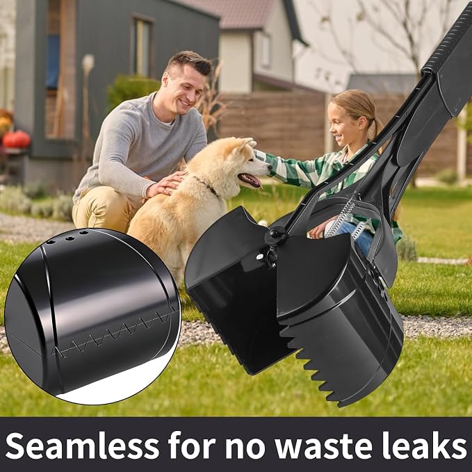 ienjoyed 36“ Large Dog Pooper Scooper for Large Dogs Heavy Duty, Non-Breakable Dog Poop Scooper with Wide Handle for Grass, Gravel, Durable Dog Poop Pick Up Tool, Long Handled Poop Grabber (Black)