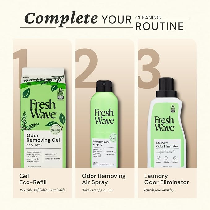 Fresh Wave Odor Removing Gel, 15 oz. - Odor Absorbers for Home, Safer Odor Relief, Natural Plant-Based Odor Eliminator, Every 15 oz. lasts 30-60 Days, For Cooking, Trash & Pets