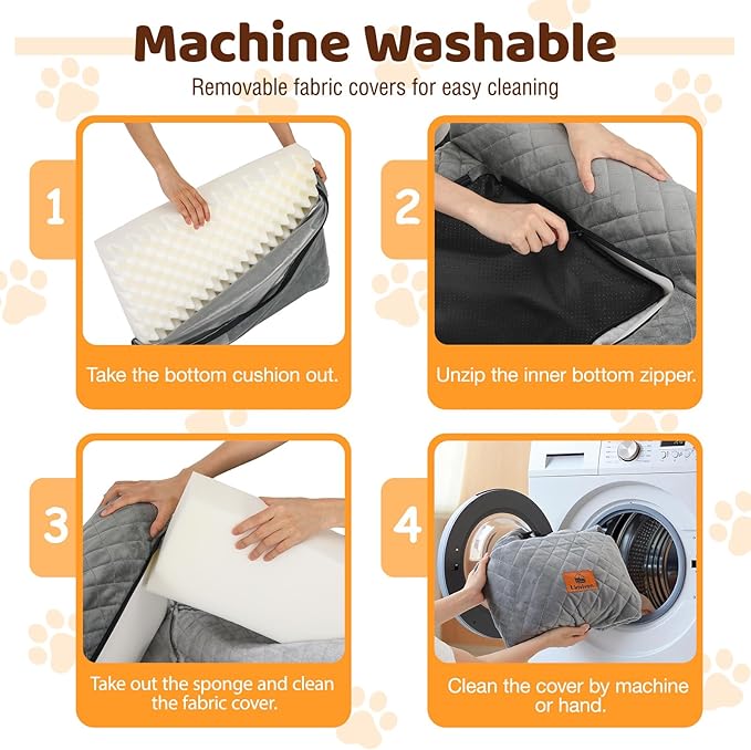 Dog Car Seat for Medium/Large Dogs up to 60 lbs, Pet Car Seat for Back, Memory Foam Dog Booster Seat with Thick Cushion, Detachable Washable Cover, Storage Pockets for SUV, Pick Up, Trunk, Grey