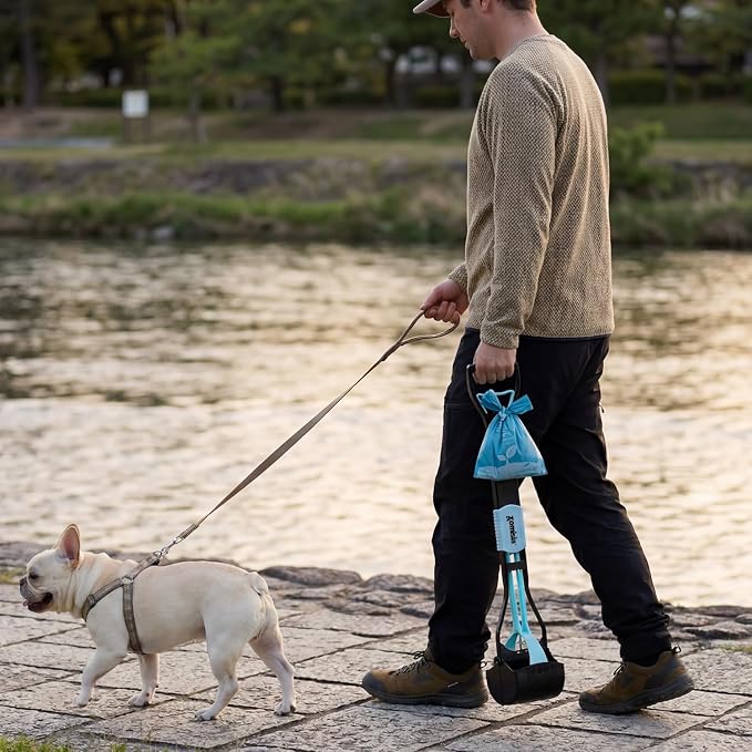 ZOMISIA 32" Pooper Scooper with Waste Bags - Poop Scooper for Large Dogs with Long Handle High Strength Material and Durable Spring for Yard, 30 Count Poop Bags