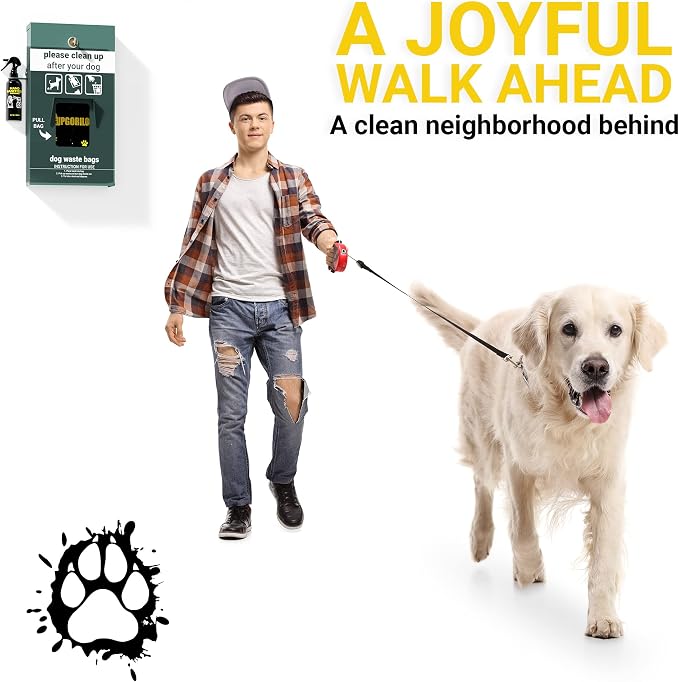 Dog Waste Station Pull Out Bag Dispenser with Hand Sanitizer Bottle - 400 Header Bags Included - Original Glow in the Dark Dog Poop Station Outdoor, Pet Waste Station with Lock and Rain Guard