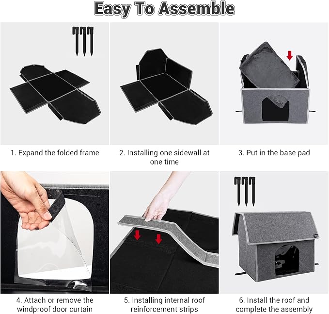 MIU Color Outdoor Cat House, Large Weatherproof Cat Houses for Outdoor Cats, Insulated Feral Cat Shelter with Removable Soft Mat, Easy to Assemble, 17.1" x 15" x 16.6" inch | Insulated Feral Cat Shelter with Removable Soft Mat, Easy to Assemble,17.1" x...