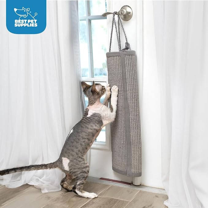 Best Pet Supplies Catify Cat Scratcher, Fun Interactive Scratchers, Posts, Poles, Claw Safe, Furniture Saver Indoor Play Support Natural Cat Behaviors Heavy Duty - Beige Log