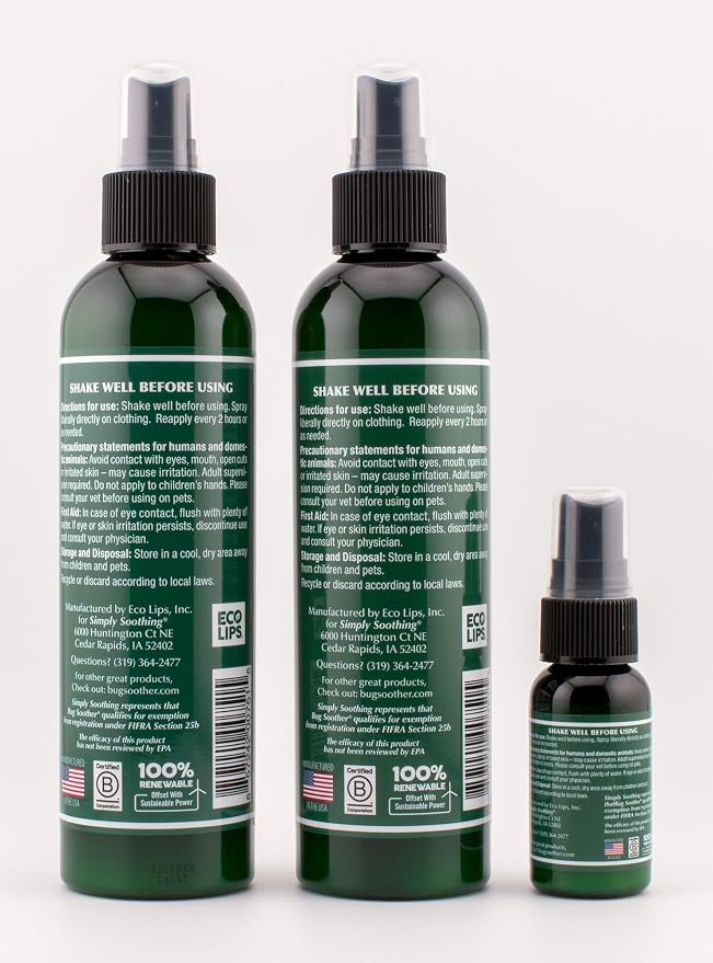 Bug Soother MAX DEET-Free Tick & Mosquito Repellent Spray, 8 oz. 2 Pack | Extra Strength | Natural & Plant-Based | Safe for Entire Family | Woody/Herbaceous Aroma | Made in the USA