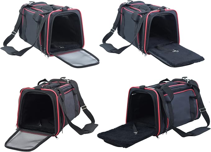 EliteField Expandable Soft Pet Carrier (3 Year Warranty, Airline Approved), Multiple Sizes and Colors Available (20" L x 12" W x 11" H, Black)