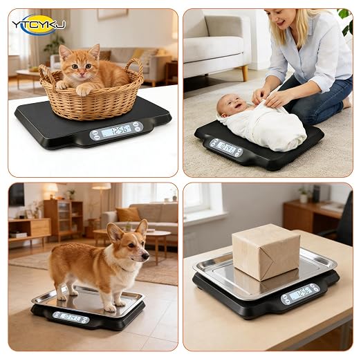 Digital Pet Scale for Accurate Weighing & Baby Scale Kitten Scale | High-Precision Puppy Scales, Dog Cat Scale | 30kg/66lb Capacity, 2g Accuracy, Non-Slip Mat, Tare & Hold Function
