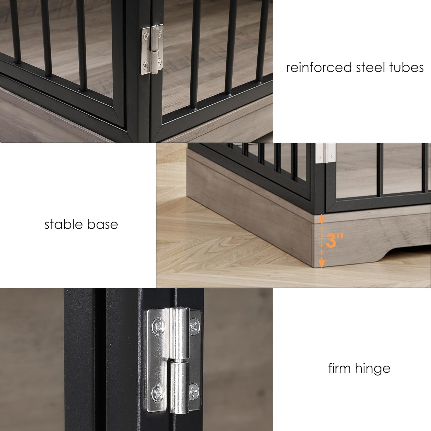 Dog Crate Furniture Kennel with Double Doors Wooden Pet House with 2 Drawers and Storage Cabinet, Indoor Dog Cage Farmhouse Modern Side End Table for Small Medium Dogs, Rustic