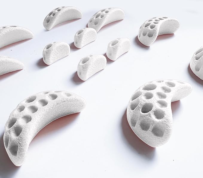 Moon Rock Climbing Holds Easy to Grab for Home Climbing Walls and Swing Sets. Positive in Cut Jugs Great for Kids. Dual Texture, Eco Friendly, Non-Toxic. 2X Stronger Recycled Material. (Bone White)