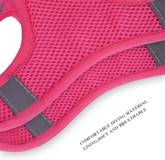 Step in Dog Harness and Leash Set, Flower Adjustable Easy Walk Puppy Harnesses, Soft Mesh Pet Vest Harness Small Size Dog Adjustable No Pull Dog Harness for Small Medium Dogs(Rose red, S)