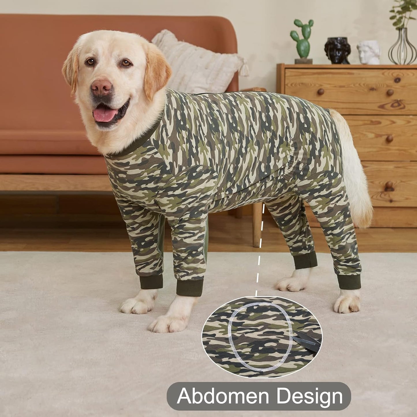 Yeapeeto Dog Onesie Surgery Recovery Suit for Large Medium Bodysuit Dogs Pajamas PJS Full Body for Shedding, Prevent Licking, Wound Protection, Cone Alternative (XL, Camo)