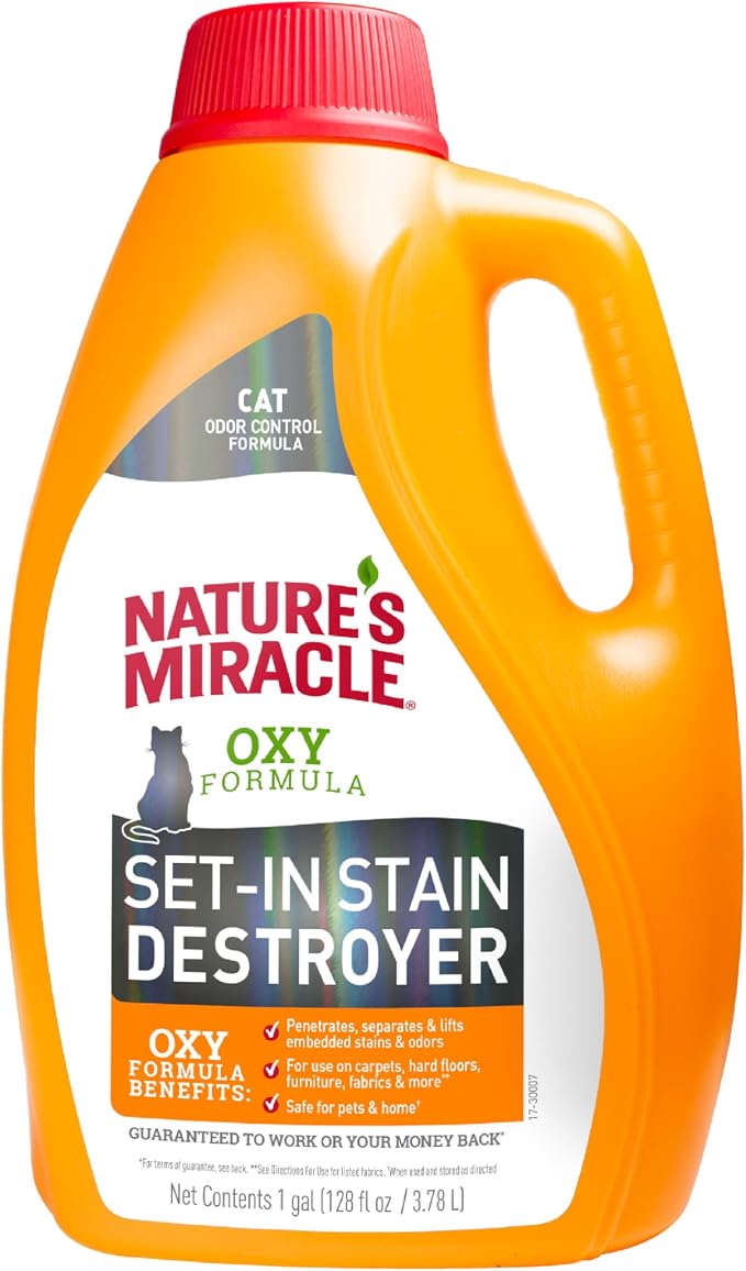 Nature's Miracle Set-In Stain Destroyer, 1 Gallon, For Cat Messes, Oxy Formula With Orange Scent (Pack of 4)