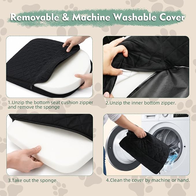 Dog Car Seat with Foldable Armrest for Small/Medium Dogs, Pet Travel Bed (Black)
