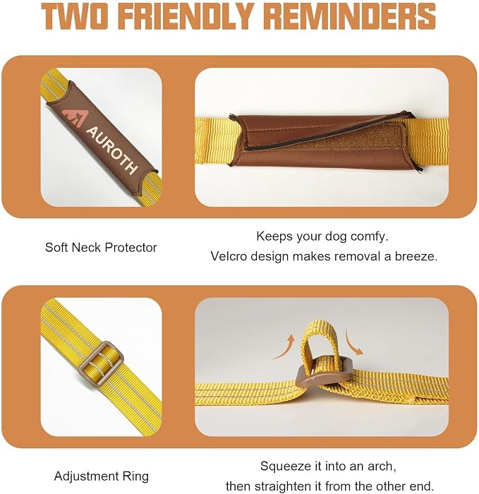 AUROTH Dog Harness and Leash Set for Large Sized Dog, No Pull Dog Vest | with Leash Clips, LED light clip, Soft Padded No Choke, Escape Proof, Easy Walking and Training, Turmeric-, XL