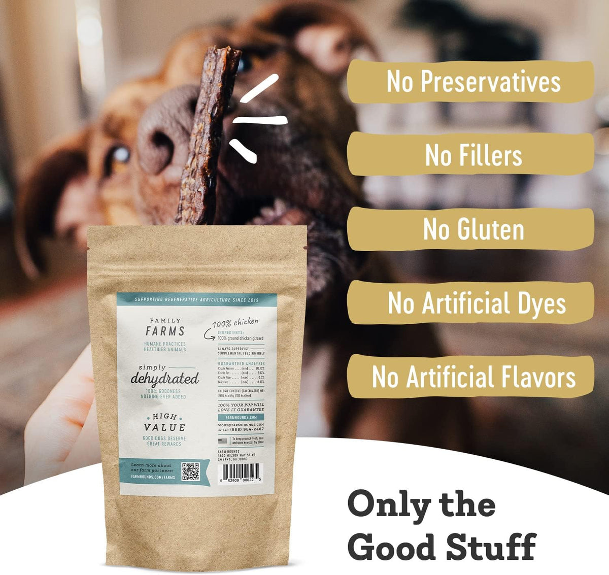 Farm Hounds - Chicken Gizzards - Premium Natural Jerky for Dogs - 100% Humanely Raised Chicken - Break-to-Size - Great for Training & Treats - No Added Fillers - Made in USA - 4oz -1 Pack