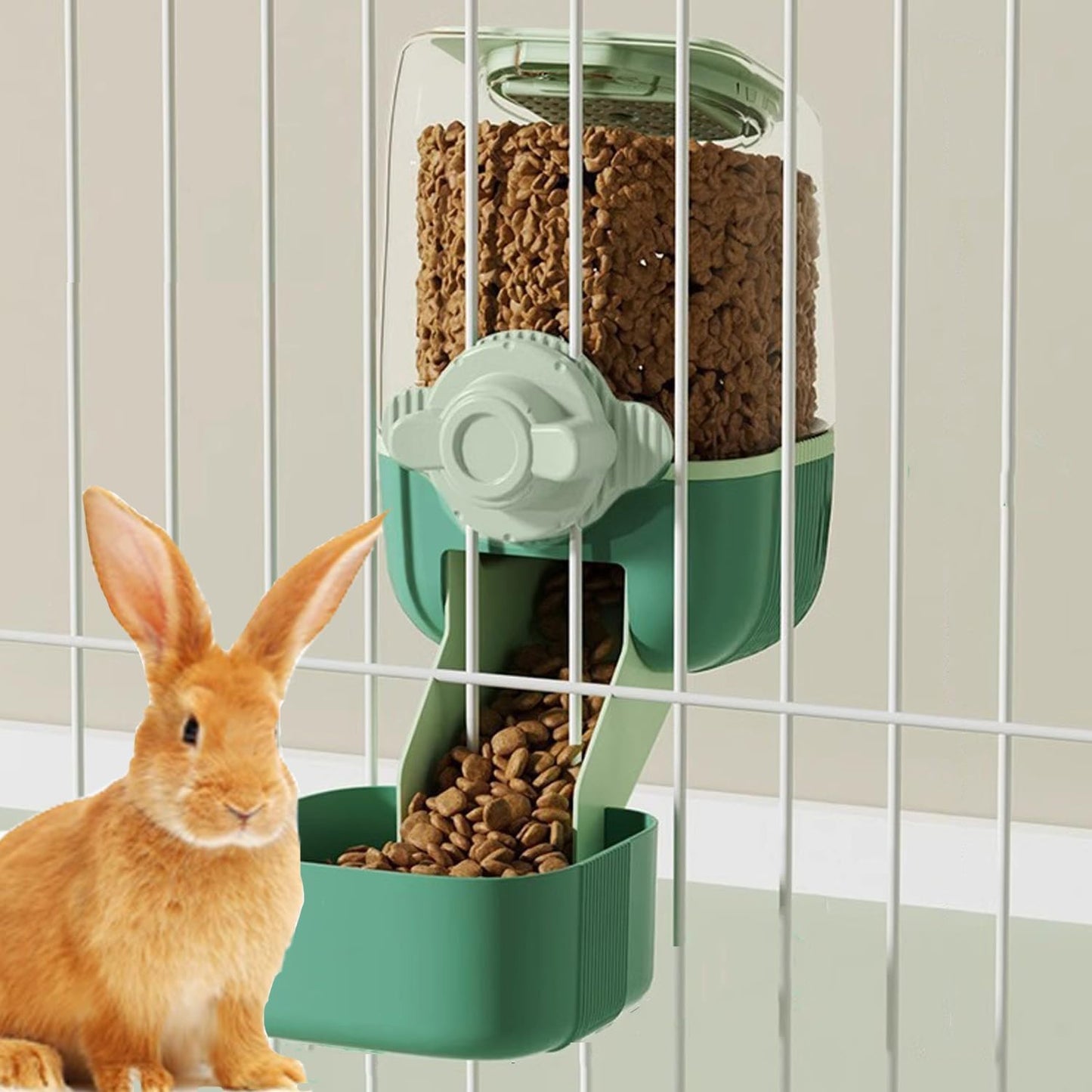 Pet Hanging Automatic Feeders Drinking Bowls,Gravity Rabbit Feeder and Water Set,Cage Cat Food Bowl Feeding Station for Puppy Kitten Chinchilla Hedgehog Guinea Pig Ferret (Yellow-Water)
