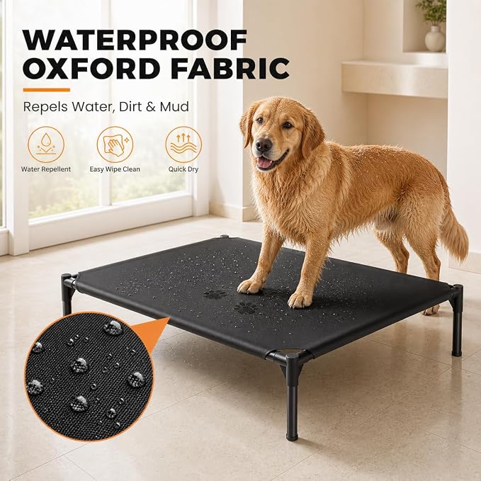 Elevated Dog Cot Bed,Cooling Raised Pet Bed with Washable Breathable Mesh Sturdy Metal Frame,Portable Raised Dog Bed with Anti-Slip Feet for Indoor Outdoor Backyard Use (35" X 26" X 7")
