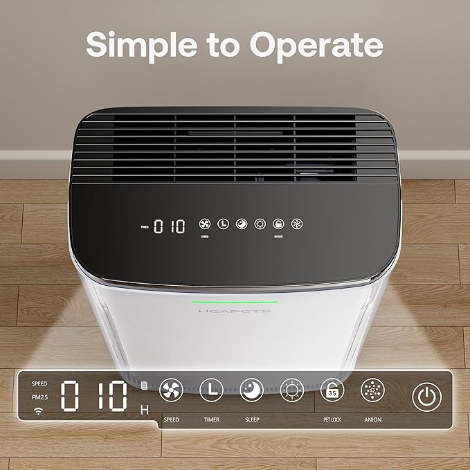 Pet Air Purifier Large Home up to 4200 sq ft, Suck up Floating Cat Dog Hair, 7-Stage Filter Anion Activated Carbon H13 HEPA Air Purifiers WiFi for Dander Odor Allergies Smoke Dust, Zero Ozone, P339