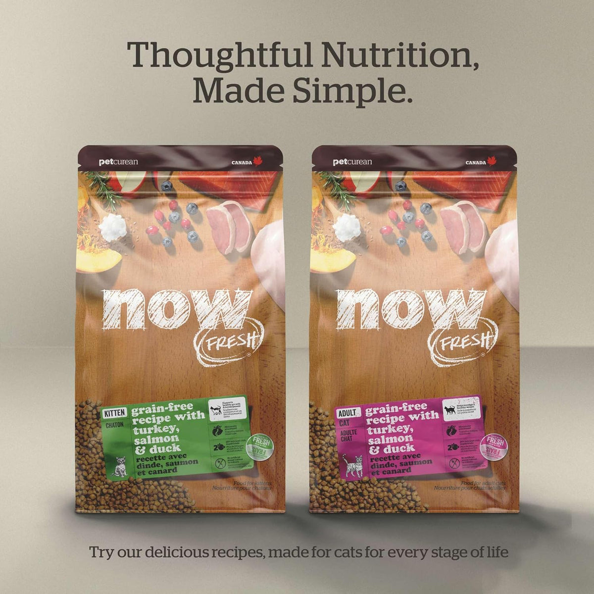 Now Fresh Grain-Free Senior Dry Cat Food with Turkey, Salmon & Duck, Premium Kibble Made with Real Meat & Fish, Chicken-Free Recipe, Supports Healthy Weight Management, 8 lb Bag