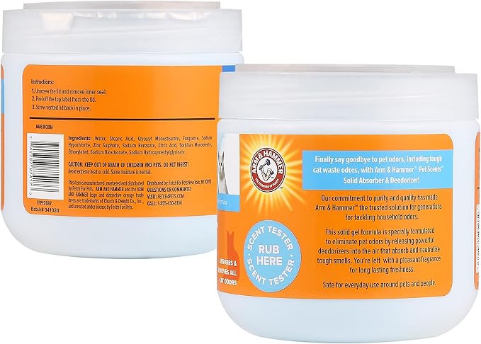 Arm & Hammer Pet Scents Gel Odor Eliminator,Solid Baking Soda Deodorizer for Pet Areas,Homes,Litter Boxes,and Rooms,Long-Lasting Odor Control,Fresh Breeze Scent,15 Oz,(Pack of 12)