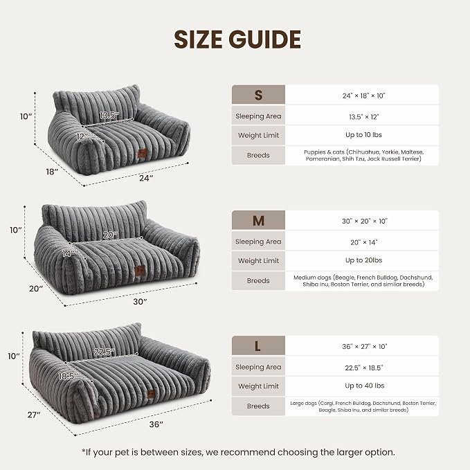 Cat Couch for Pets, Cute Small Dog Couch Bed with Cozy Soft Faux Rabbit Fur for Small Dogs, Fuzzy Dog Couch for Indoor Cats, Supportive Pet Sofa with Removable Washable Cover, Light Gray, 30"