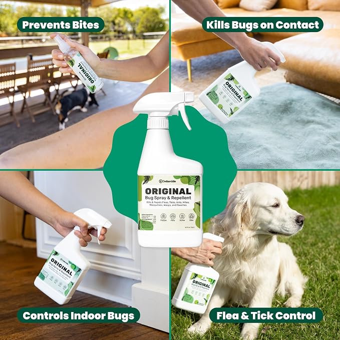 Cedarcide Original Bug Spray | Repel & Kill Fleas, Ticks, Mosquitoes, Mites, Ants & Chiggers | Natural Cedar Oil | Eco-Friendly | Quart