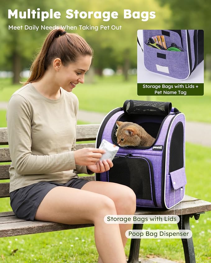 pecute Cat Backpack Expandable, Cat Carrier with Breathable Window