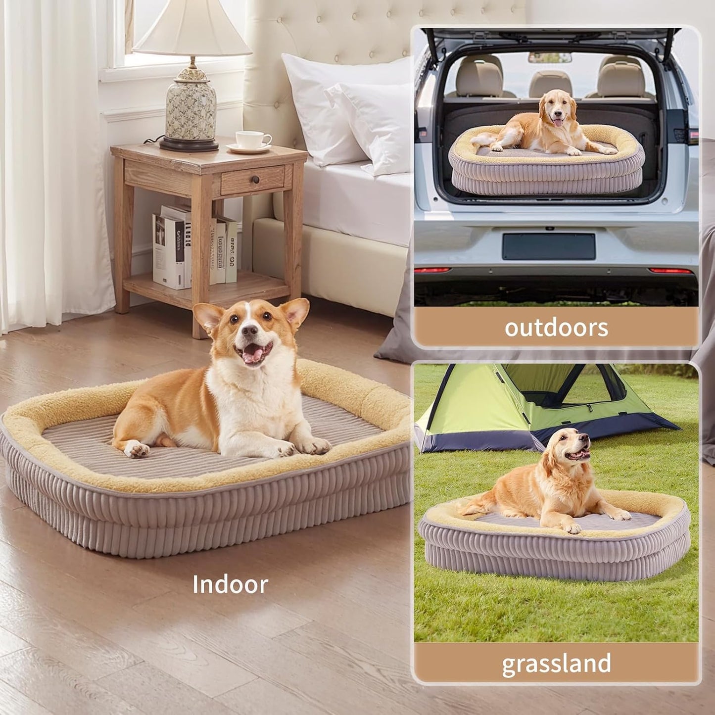 Orthopedic Dog Bed for Small Dogs Breeds, High Density Egg Crate Foam Dog Sofa Beds,Oval Kennel Bed, Pet Couch Bed with Four Sided Bolster, Removable Washable Cover& Non-Slip Bottom