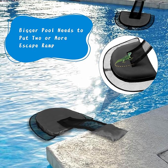 2-Pack Pool Animal Saving Escape Ramp, Pool Frog Saver (Black) | Frog Saver for Swimming Pool, Pool & Spa Accessories & Tools, Saving All Small Animals Entering The Pool