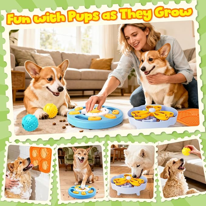 Forfon Curated Dog Puzzle Toys for Boredom and Mental Stimulation, 10-Pack Enrichment Toy Set with Slow Feeder Bowl, Lick Mat & Treat Ball to Keep Dogs Busy and Engaged