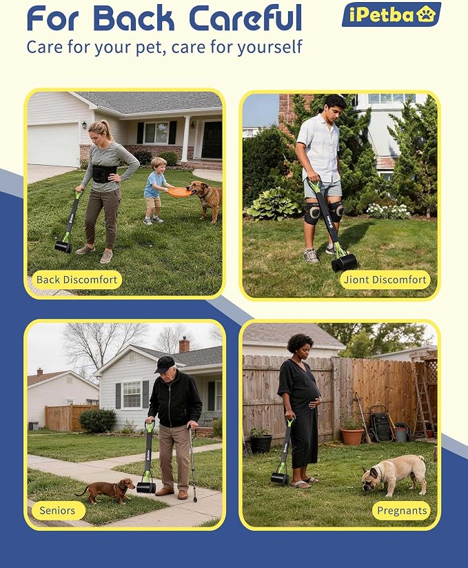 Large Dog Pooper Scooper for Yard, 32 inch Long Handle, No Bending | Save Back, Heavy Duty, Powerful Jaw Grip, One-Hand Operation, Mess-Free Pickup for Grass Gravel Concrete, Easy to Rinse
