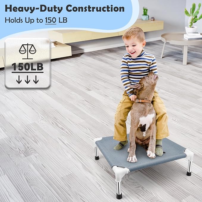 Elevated Dog Bed for Small Dogs, Dog Cooling mat Cot, Raised Dog Bed | Indoor Detachable Raised Dog Bed, 20" L x 20" W x 6.5"H,with Non-Slip Feet,Soft and Luxurious Comfortable
