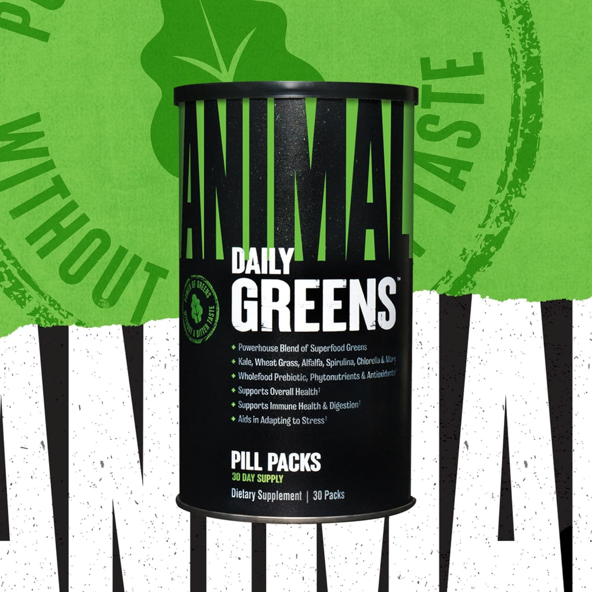 Animal Daily Greens Pill Packs - Kale, Wheat Grass, Alfalfa & More - Convenient Prebiotic and Probiotic Superfood Blend for Superior Digestion, Gut Health, and Immunity For Men & Women - 30 Day Supply