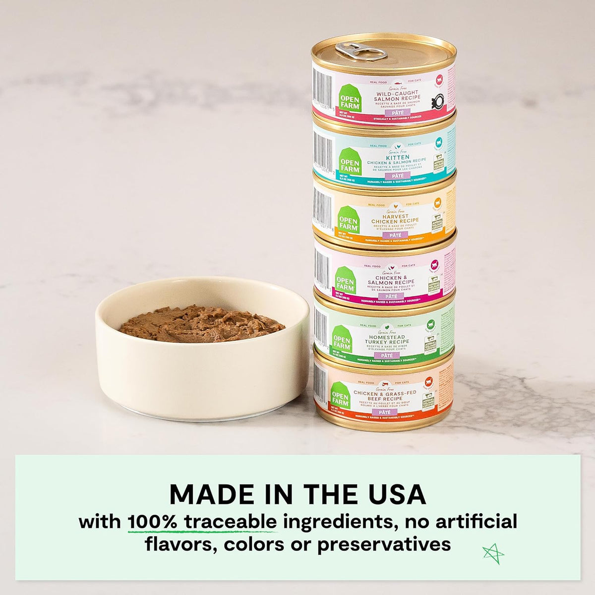 Open Farm Canned Cat Food, Paté for Complete & Balanced Nutrition, Grain-Free and Legume-Free Wet Cat Food, Harvest Chicken Recipe, 5.3oz Cans (Case of 12)