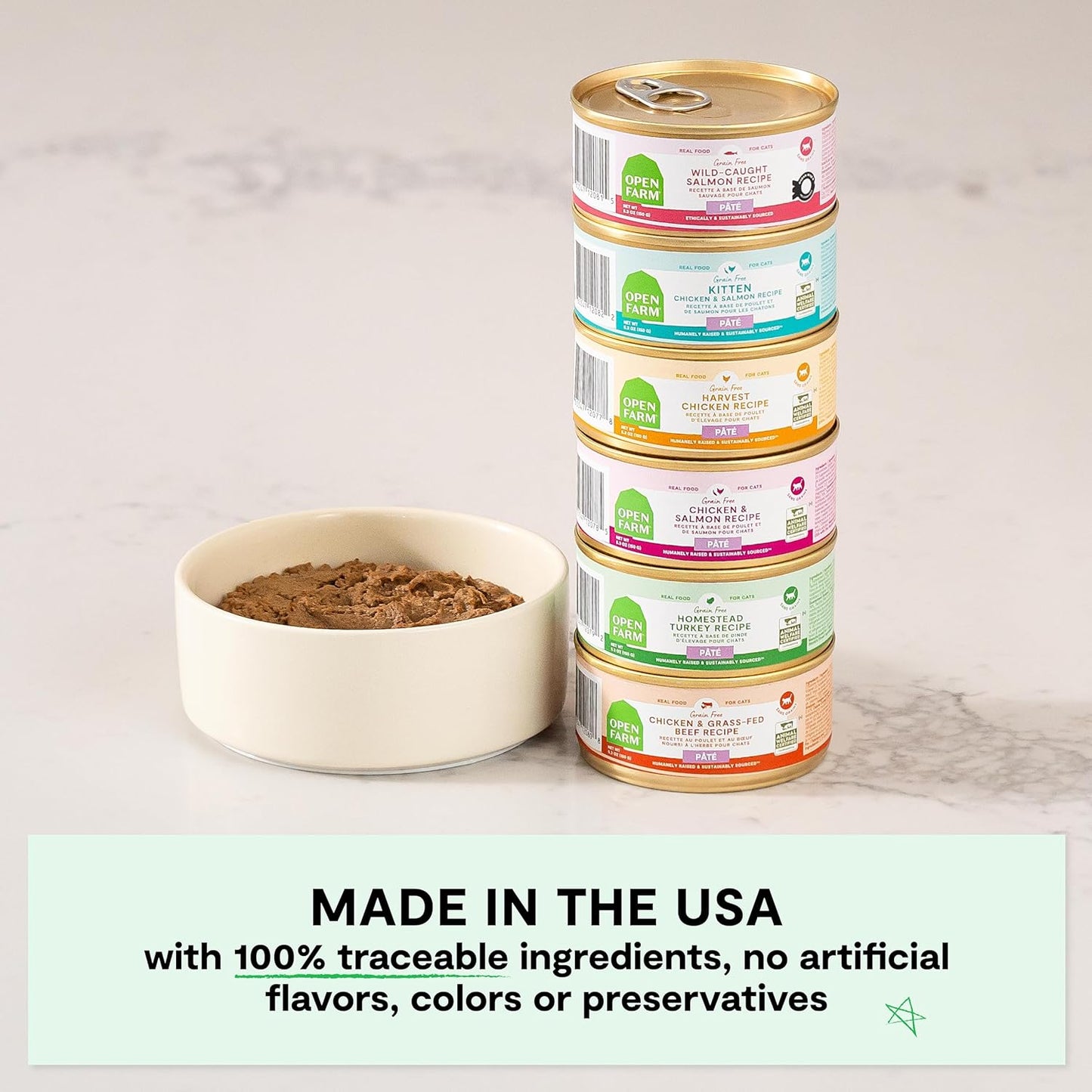 Open Farm Canned Cat Food, Paté for Complete & Balanced Nutrition, Grain-Free and Legume-Free Wet Cat Food, Harvest Chicken Recipe, 2.8oz Cans (Case of 18)