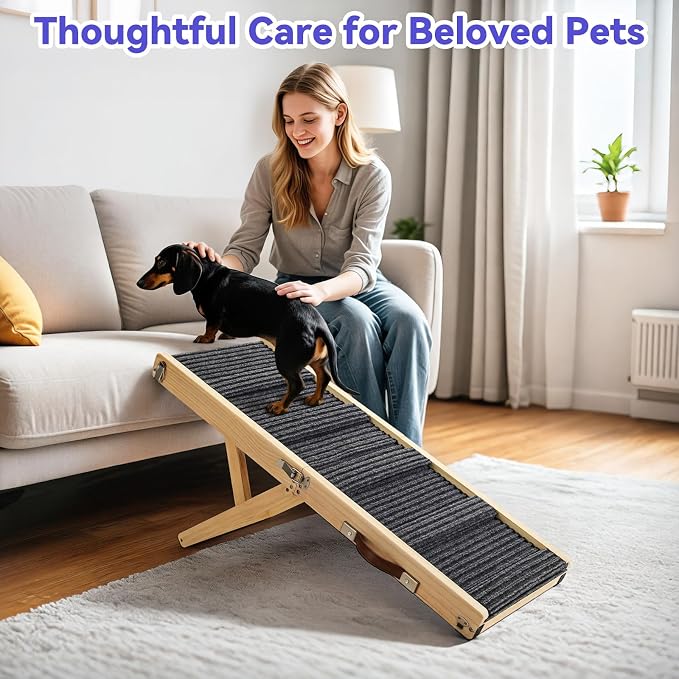 2026 Upgraded Dog Ramp for Couch, Foldable Small Dog Ramp for Sofa, 5 Adjustable Height from 9.8" to 20.5", Portable Stable Pet Steps with Non-Slip Pad, Pet Ramps Use for Sofa Couch Stairs