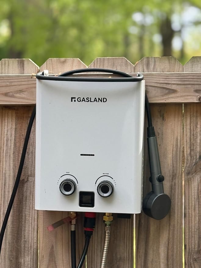 GASLAND Goshower G5 Portable Camping Hot Water Heater | 5L 1.32GPM |Compact | Propane Outdoor Shower for Camping, Off-Grid, Dog Station, Digital Display, Adjustable Temperture, Overheating Protection