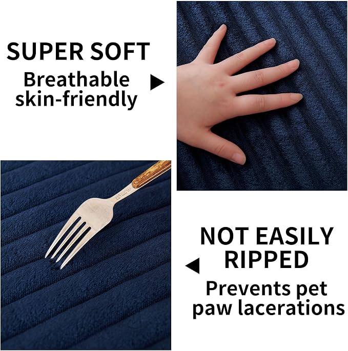 HAOMAIJIA Waterproof Couch Cover for Dogs Washable,Faux Fur Pet Couch Covers for Sofa,Soft Dog Bed Cover Non-Slip Couch Covers for 3 Cushion Couch Sofa Pet Friendly (Navy Blue, 35" x 47" 1 Pack)
