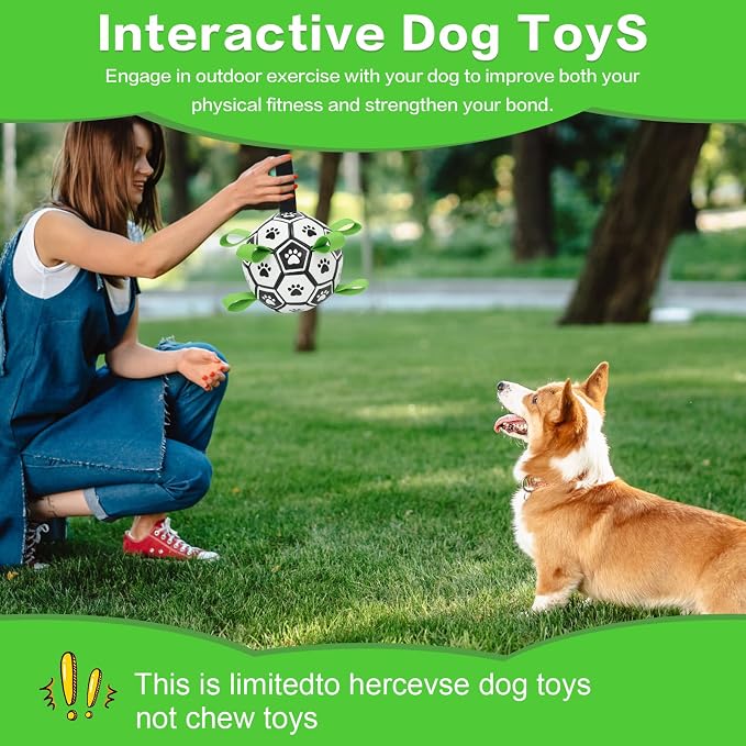 Dog Toys Balls, Dog Soccer Ball with Straps, Dog Birthday Gifts, Durable Balls for Small Medium Pet, Puppy Outdoor Toy, Pet Training Soccer Ball, World Cup Soccer (6 Inch)