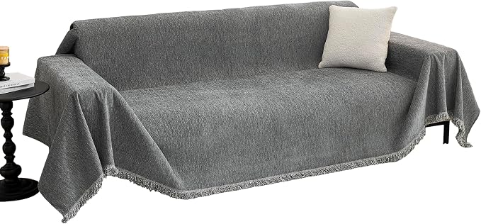 MYSKY HOME Oversized Couch Cover Sofa Covers Couch Covers for 3 Cushion Couch Sofa Pet Friendly L Shaped Sectional Couch Cover Non Slip Furniture Protector for Kids, 91"x150", Dark Grey