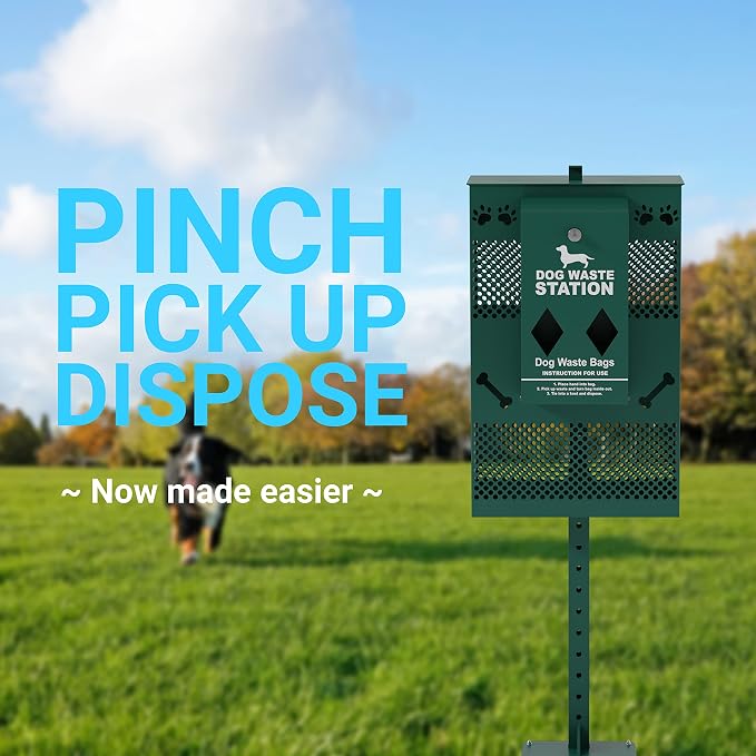 Compact Dog Waste Station Rectangular Trash Can, Green, 38.4" L x 13" W x 3.77" H