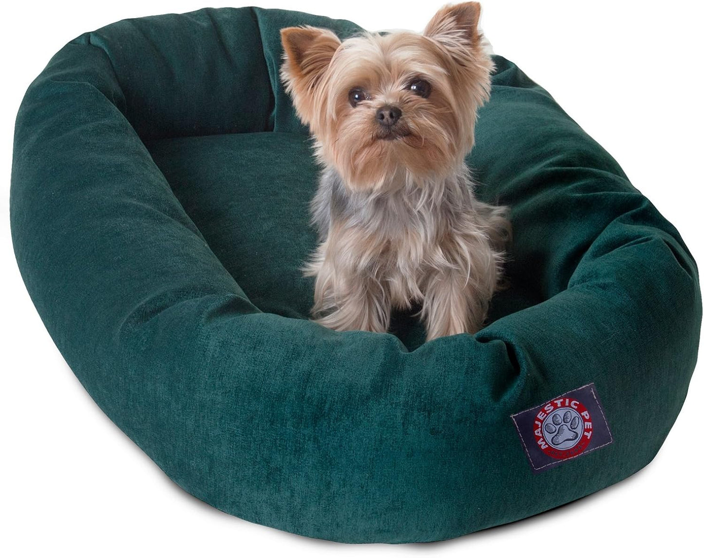 Majestic Pet 32 Inch Micro Velvet Calming Dog Bed Washable 32x23x7 (inch) – Cozy Soft Round Donut Dog Bed with Spine for Head Support - Pet Bed Medium - Storm