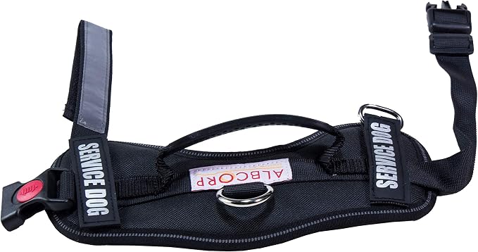 Service Dog Vest Harness – Reflective Service Animal Vest, No-Pull Harness with Handle & Mesh Padding – Sizes XXS-XL for Puppies – 2 Removable Service Patches Included (Extra Small, Black)