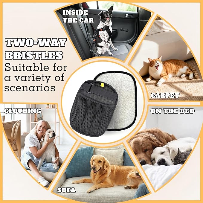 Upgraded Pet Hair Removal Gloves for Cats & Dogs, Reusable Five-Finger Static Cleaning Glove with Adjustable Strap, Pet Hair Remover Tool On Clothes, Furniture, Bedroom and Car Interior