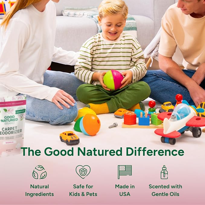 Good Natured Brand | Carpet Freshener & Deodorizer Powder | 31 oz Pet Odor Eliminator for Strong Odor & Pet Urine | Fresh Natural Magnolia Scent | Safe for Homes with Pets