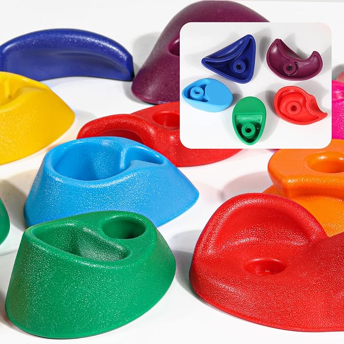 TOPNEW 20PCS Rock Climbing Holds for Kids, Climbing Rocks for Play Set, Swingset - Adult Rock Wall Holds with Mounting Hardware for Indoor Outdoor, Bright Color