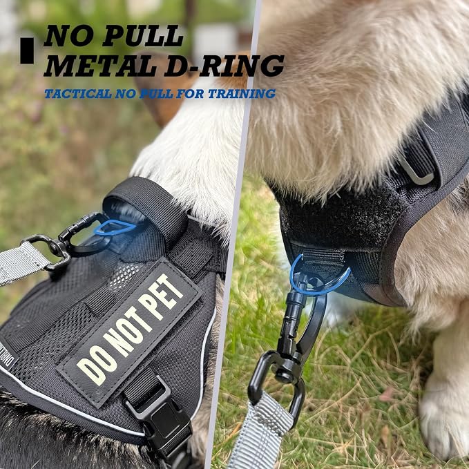 Tactical Dog Harness for Small and Medium Breeds, Air Dog Vest No Pull with Reflective Do Not Pet Patches, Breathable Dog Molle Vests for Training Walking Hunting Black