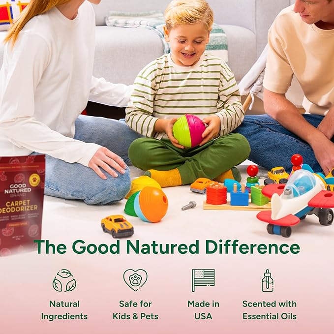 Good Natured Brand | Carpet Deodorizer & Freshener Powder | 31 oz Pet Odor Eliminator for Strong Odor & Pet Urine | Fresh Natural Fireside Spice Scent | Safe for Homes with Pets
