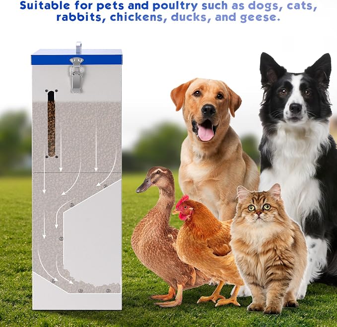 Automatic Dog Feeder Large Breed, Outdoor Dog Feeder for Large Dog | 25lbs Large Capacity Automatic Gravity Dog Feeder Suitable for Small, Medium, and Large Dog Breeds (Blue)