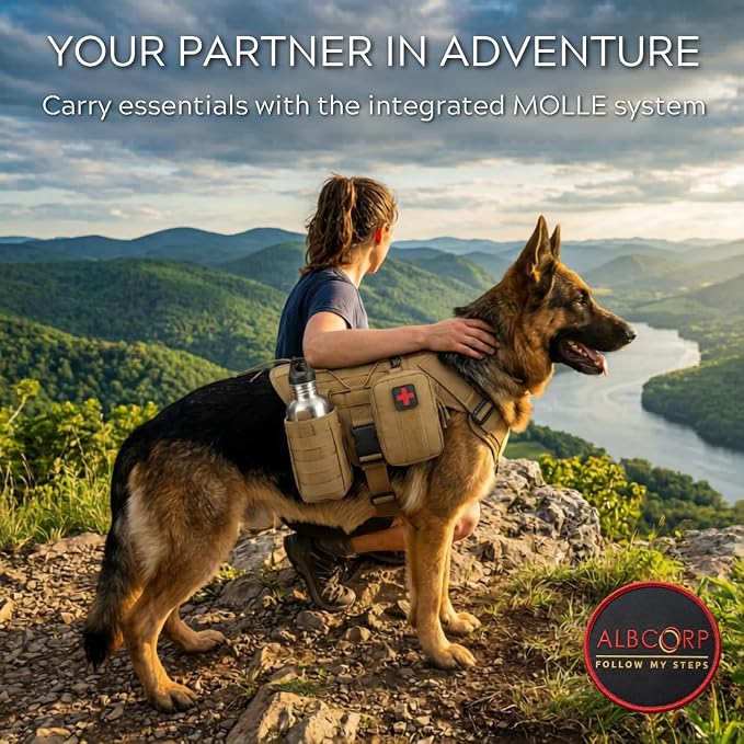 Tactical Dog Harness – No-Pull Military K9 Vest, MOLLE System, Front Clip & Padded Handle – Working Dog Vest for Training, Hunting, Camping & German Shepherd - Coyote Brown, Extra Large
